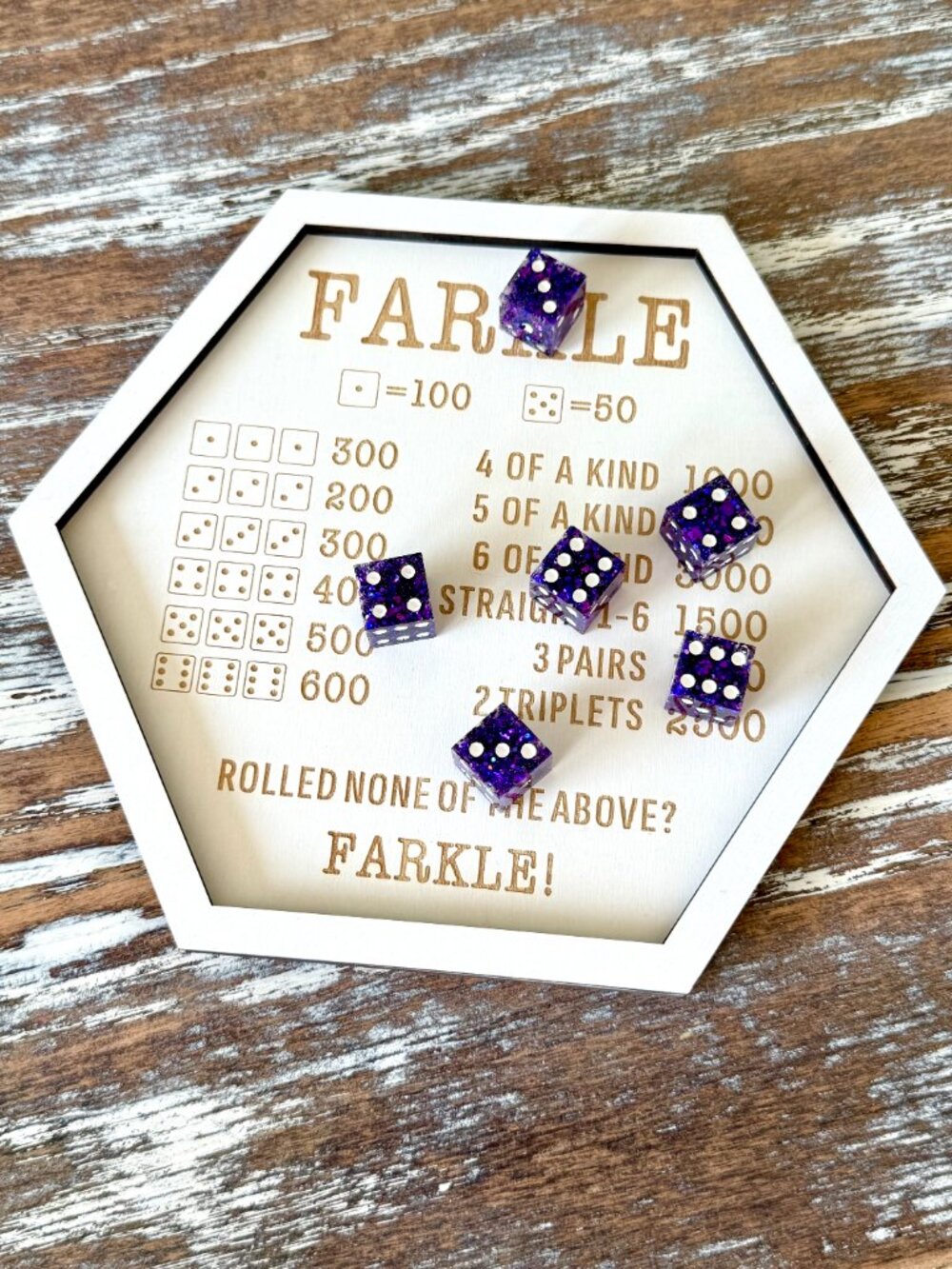 Resin Dice Set 6pcs - Violet Galaxy Glitter - Handmade Replacement Dice Games - Picture 5 of 7